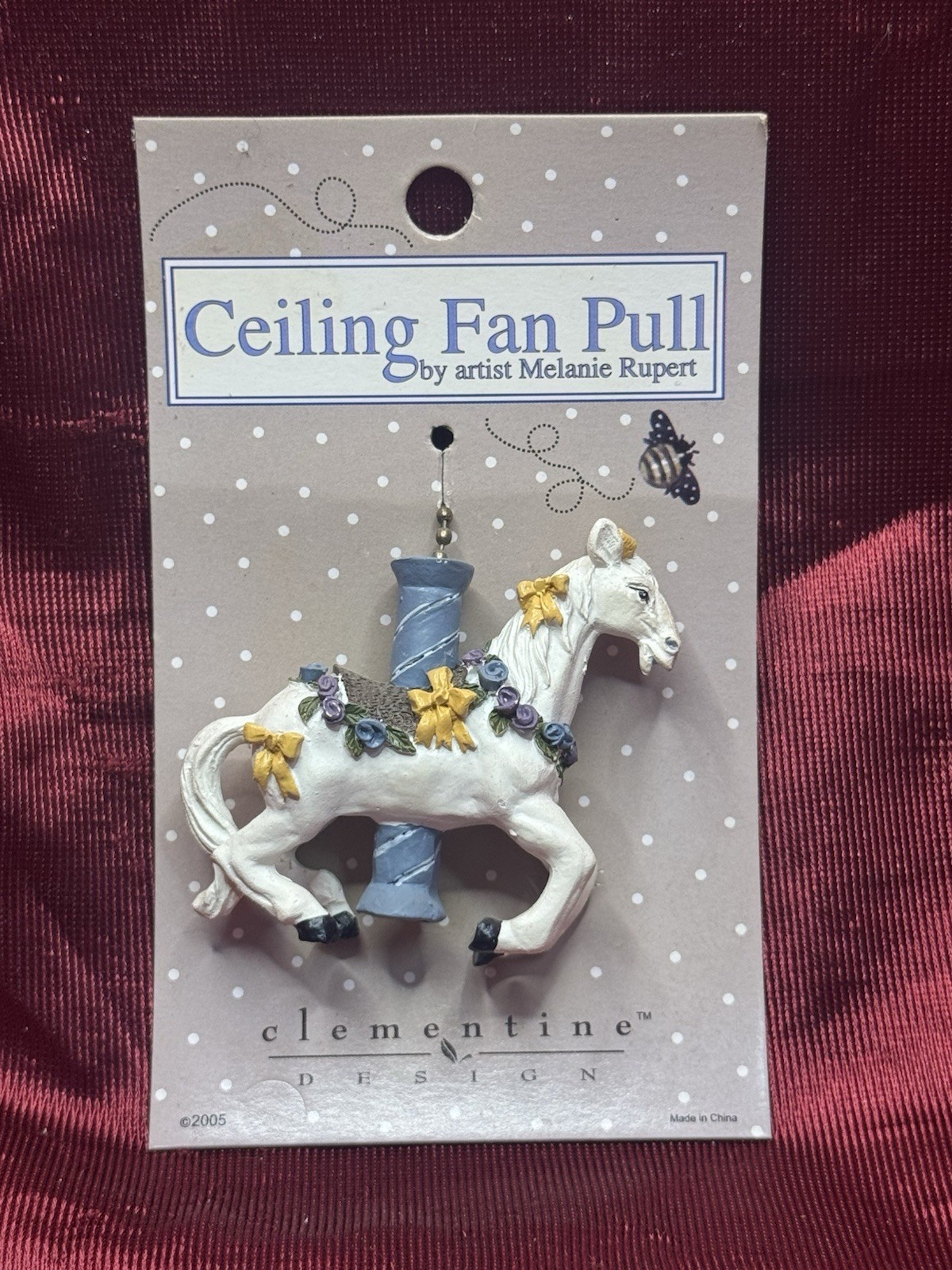 Carousal Horse Clementine Designs Vintage Retro 2005 Fan Pull New W OG Packaging