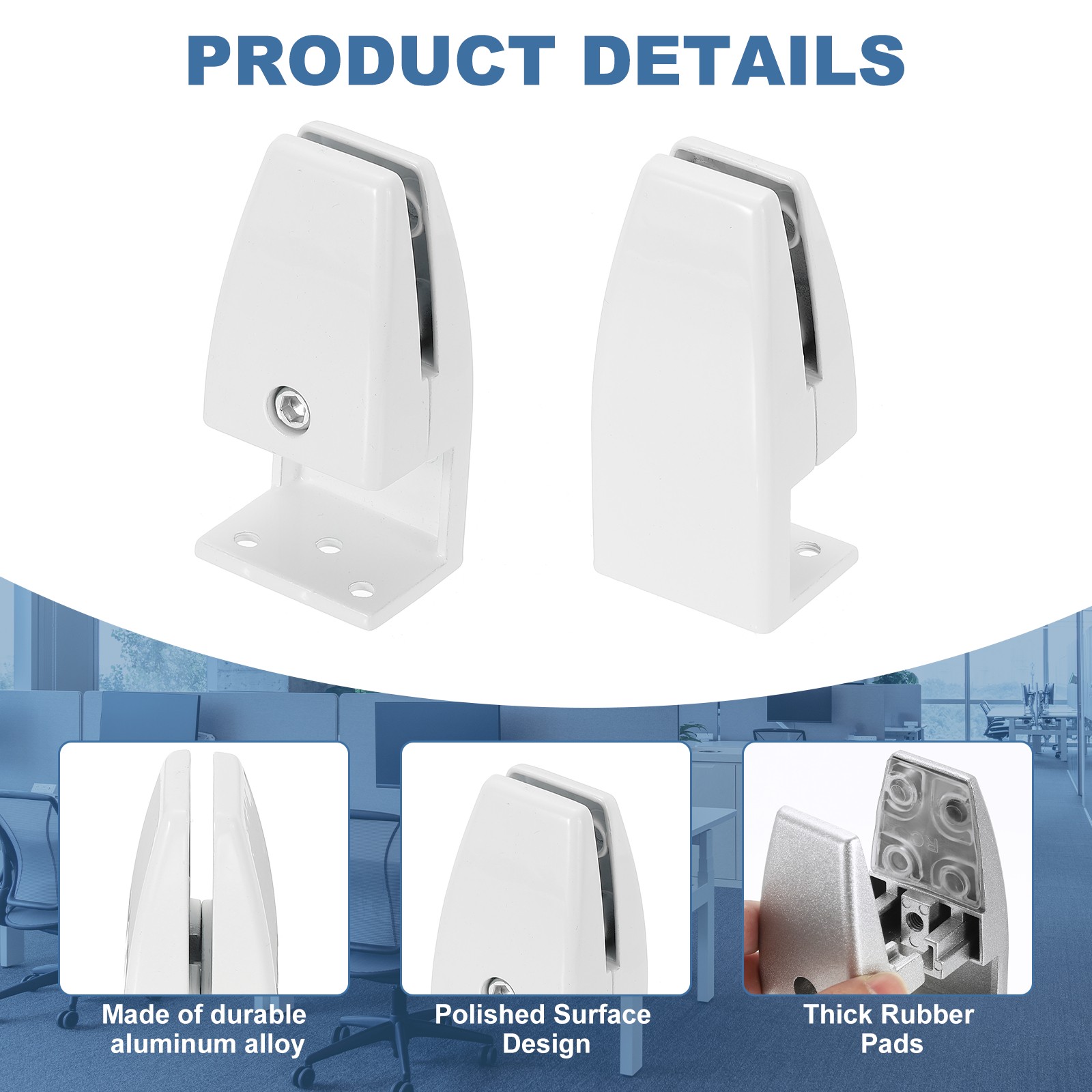 6 Pcs Adjustable Desk Divider Partition Clips,L-Shape Guard Support,Matte White