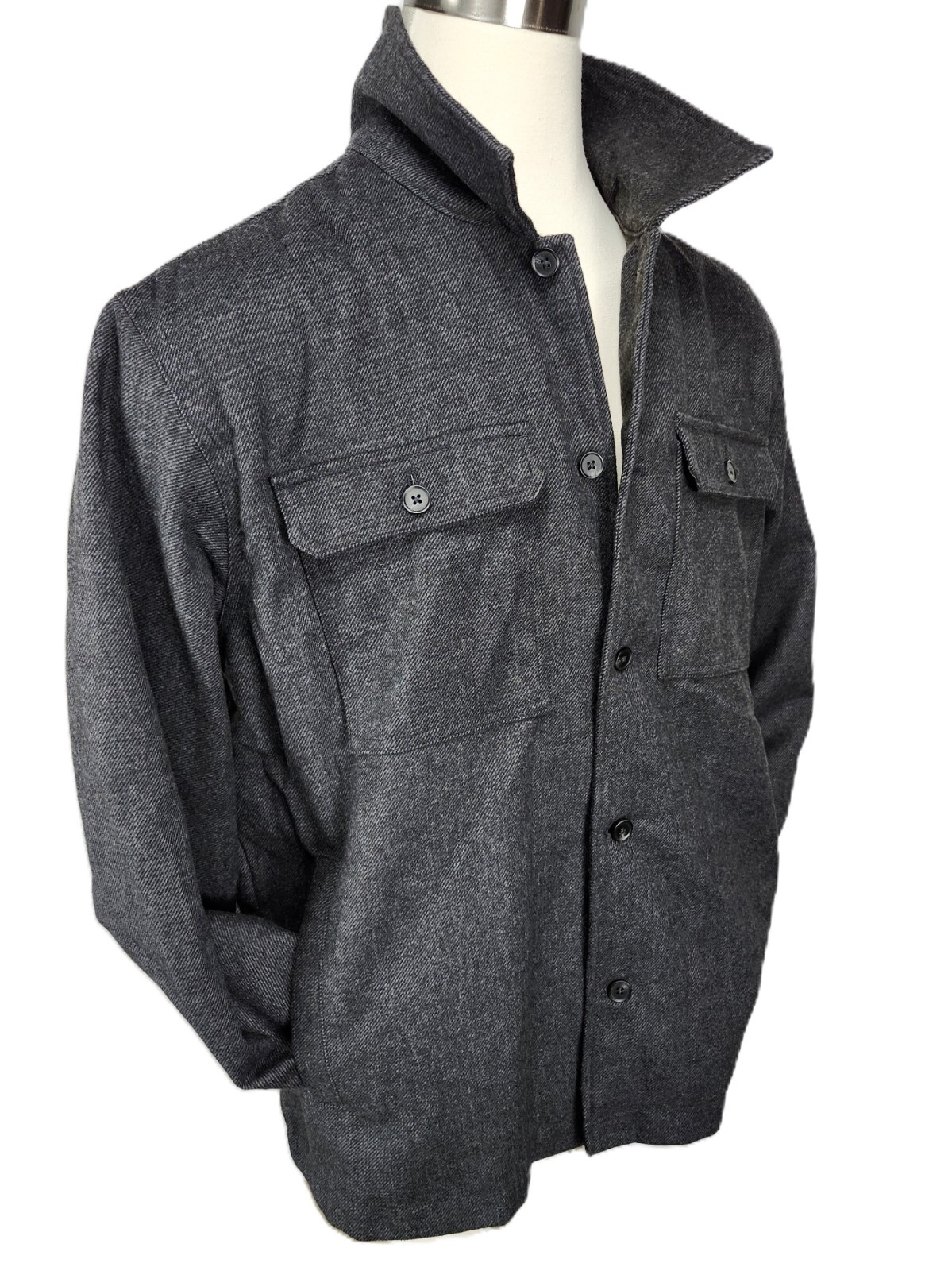 Goodfellow & Co Mens Dark Gray Solid Woven Heavyweight Shirt Jacket, Full Lining