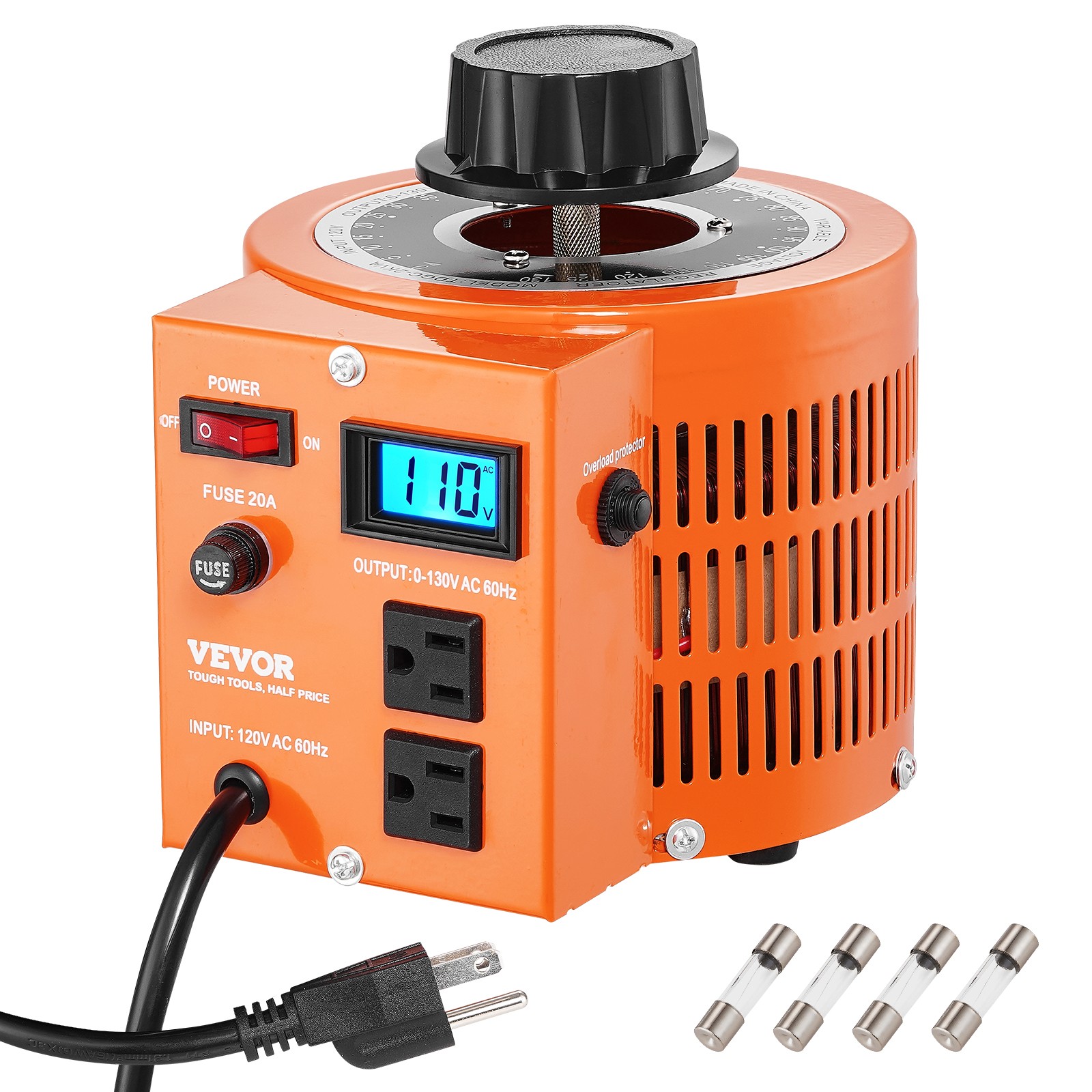 2000VA Variable Voltage Transformer 15.3A 0-130V Voltage Regulator LCD