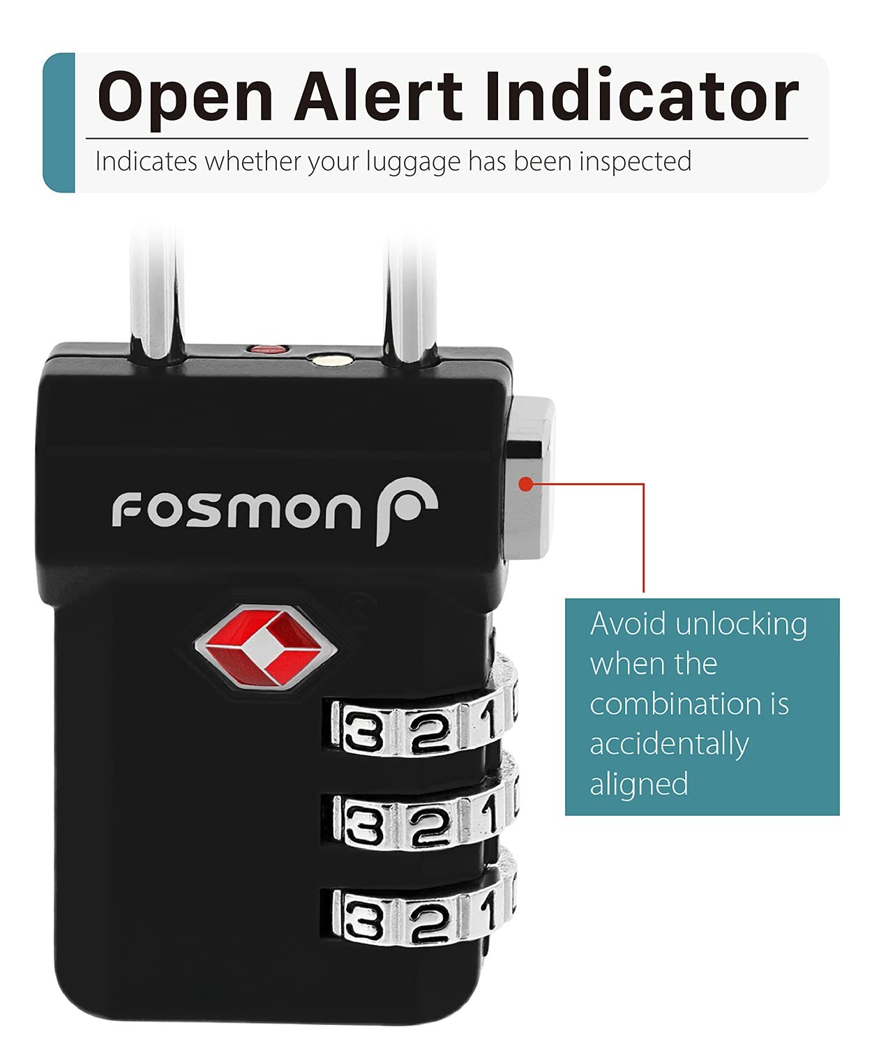 Fosmon Tsa Accepted Luggage Locks 4 Pack Open Alert Indicator 3 Digit