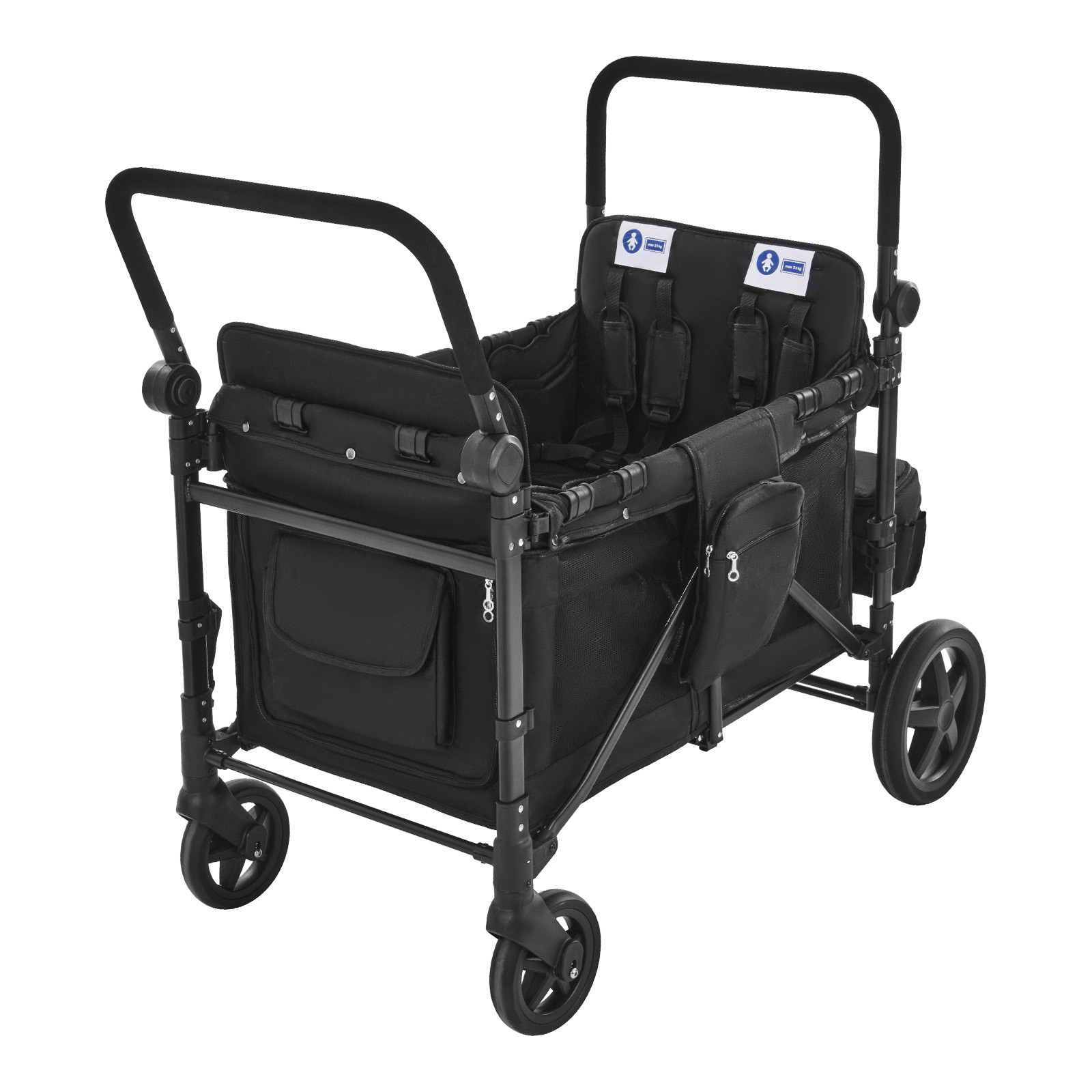 Wagon Stroller 4 seater Push Pull Quad Collapsible Stroller 330LBS with Canopy