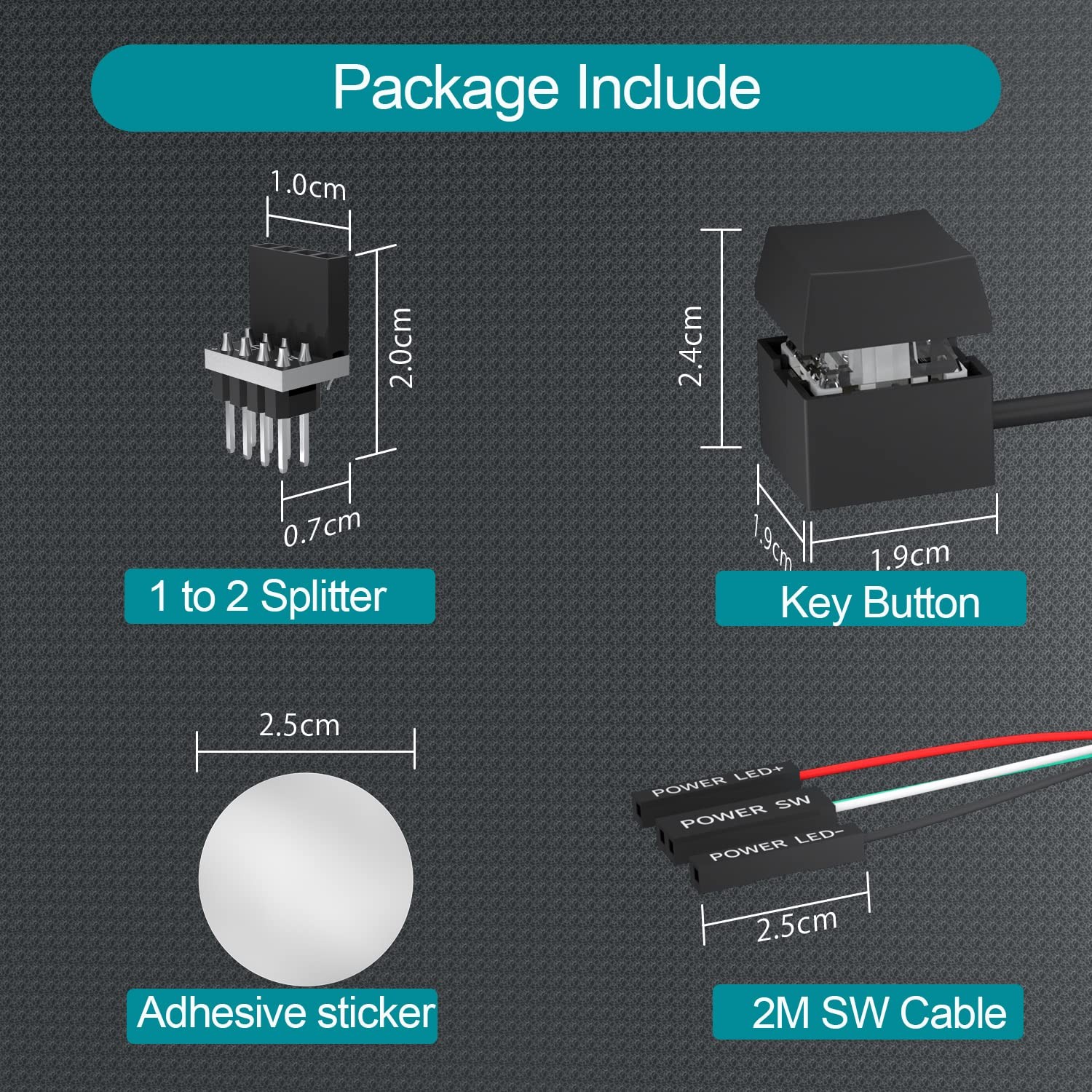 Desktop Computer PC Mechanical Power Switch: LED Power On/Off Button Extensio...