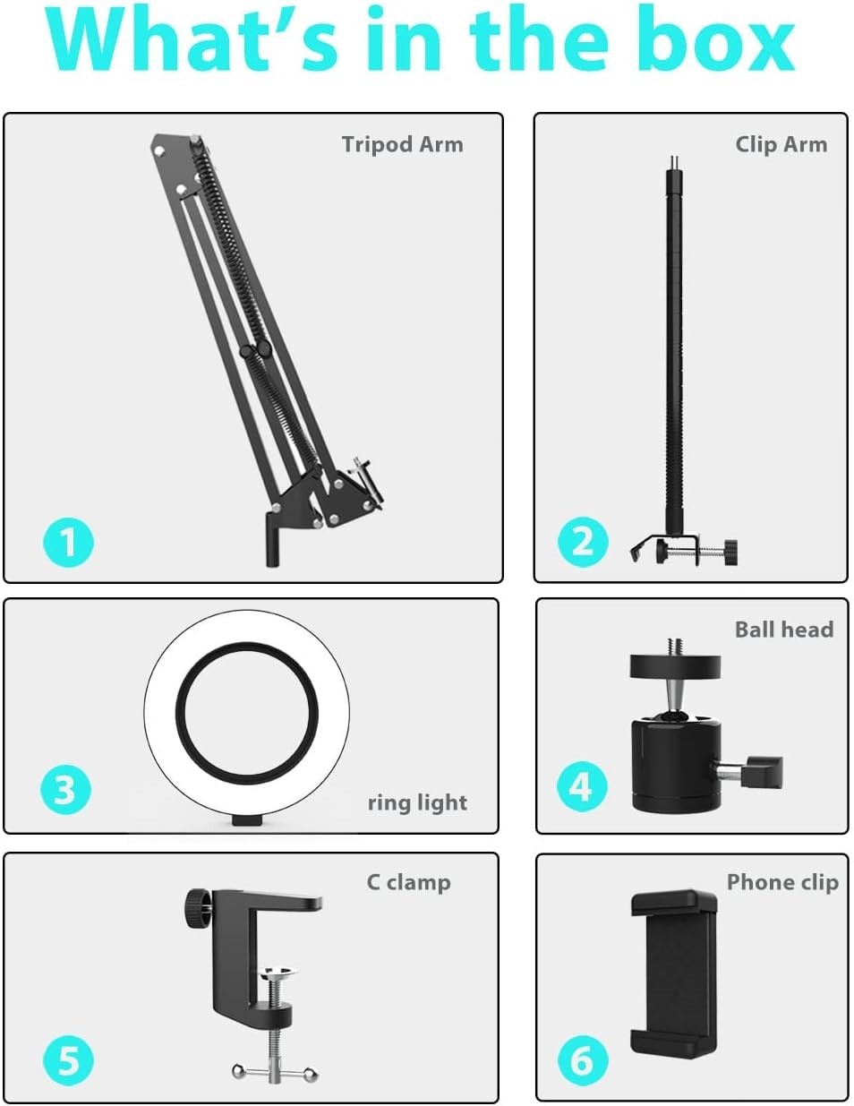 Overhead Camera Mount with Ring Light, Flexible Articulating Phone Arm Stand ...