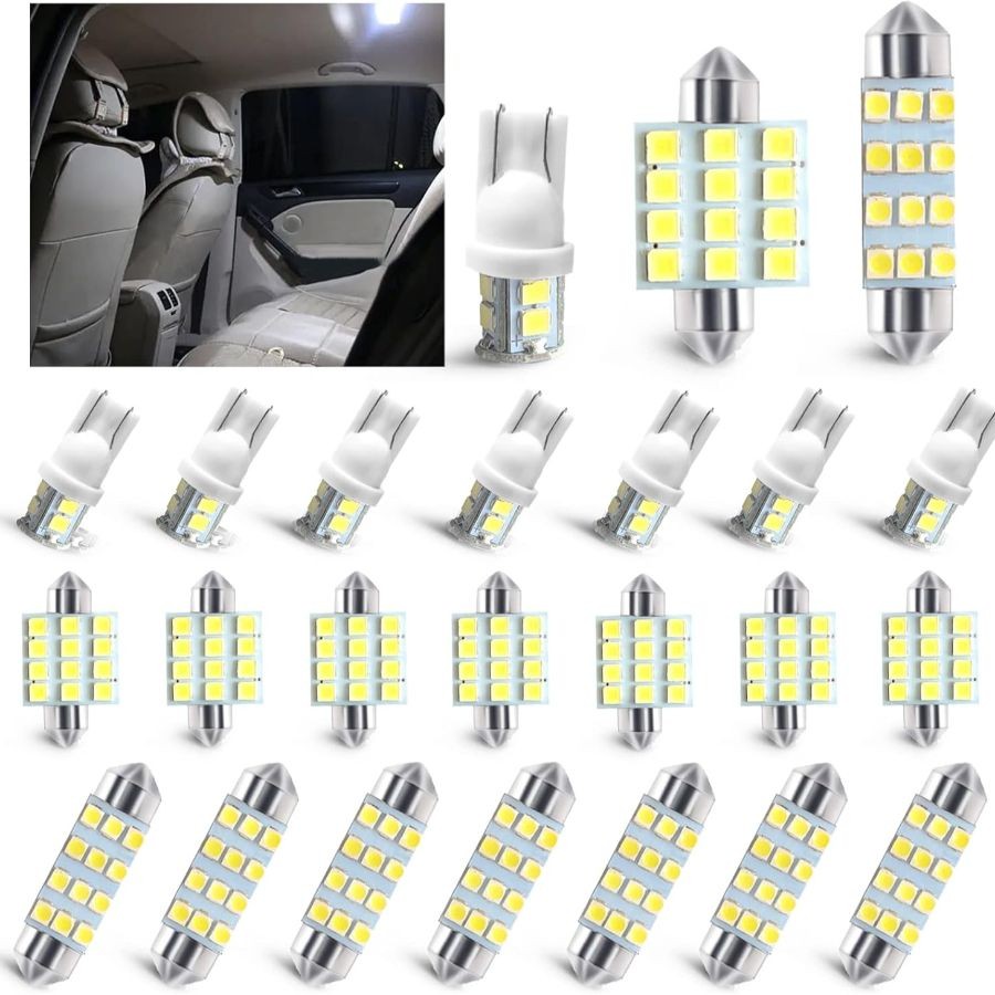 24 PCS Interior Car Lights, Dome Light Car Bulb Kit Set T10 31mm  Color: white