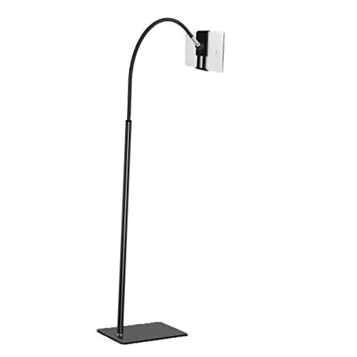 Tablet Floor Stand with Flexible Gooseneck and Stable Base, Black—Standard