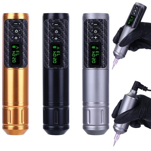 Wireless Wired Rotary Tattoo Pen Aviation Aluminum Lightweight Body LCD Voltage