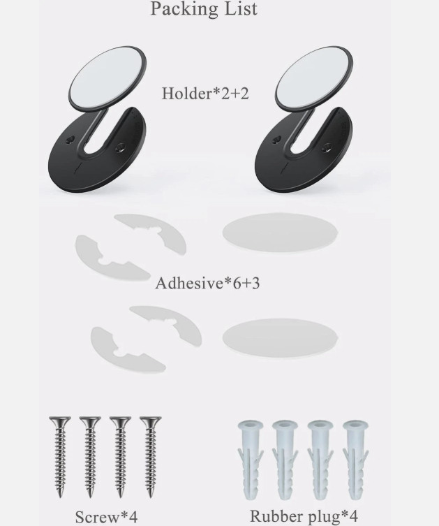 Adjustable Wall Mount for Tablets Universal Fit Rotates 90 Degrees Black 2 Pack