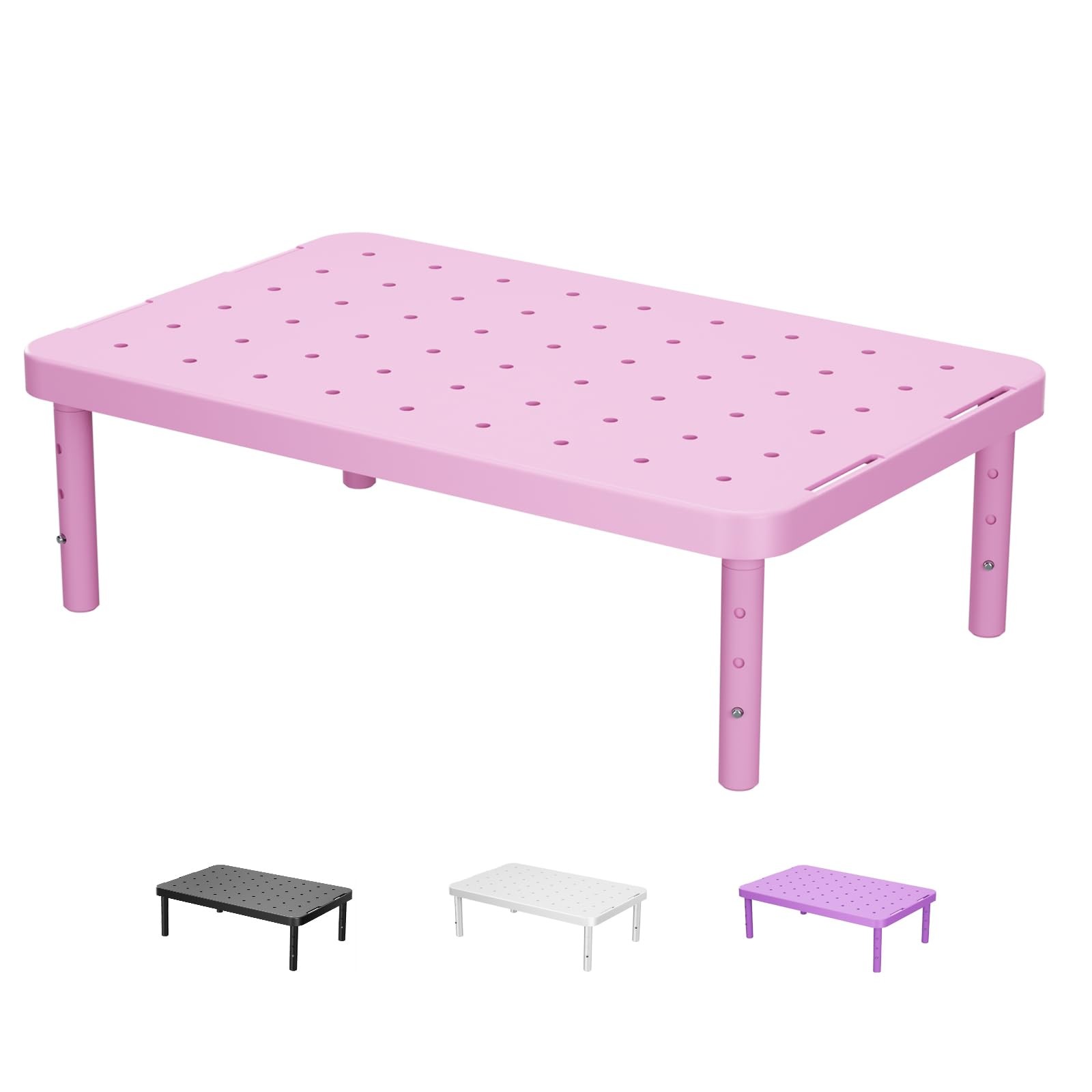 Computer Monitor Stand Desk Adjustable Laptop Riser Underneath Storage Pink