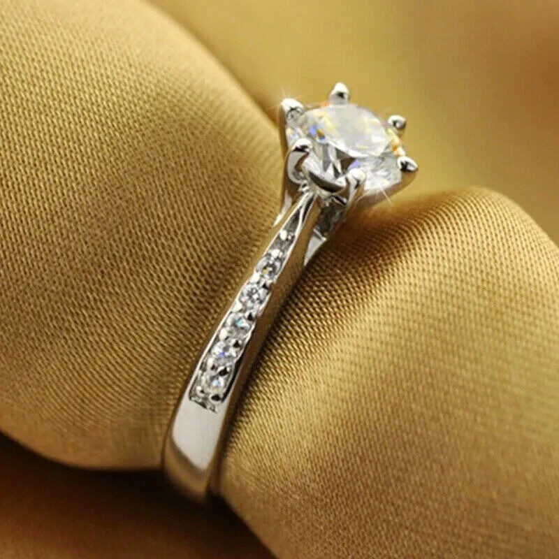 Lab-Created Round Cut 2.20 Ct White Diamond Engagement Ring 925 Sterling Silver
