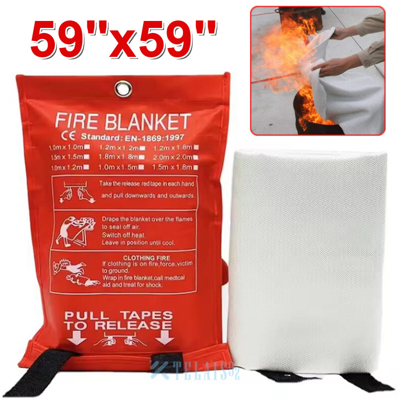 1-4 Pack 59"x59" 47" FIRE BLANKET Fiberglass Emergency Home Retardant Prepared