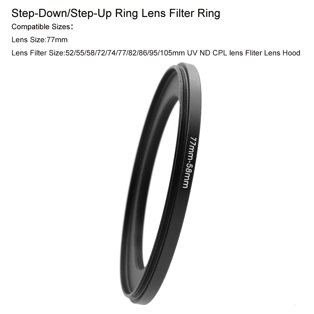 77mm-52/55/67/72/74/77/82/86/95/105mm Step-Down/Step-Up Ring Lens Filter Ring