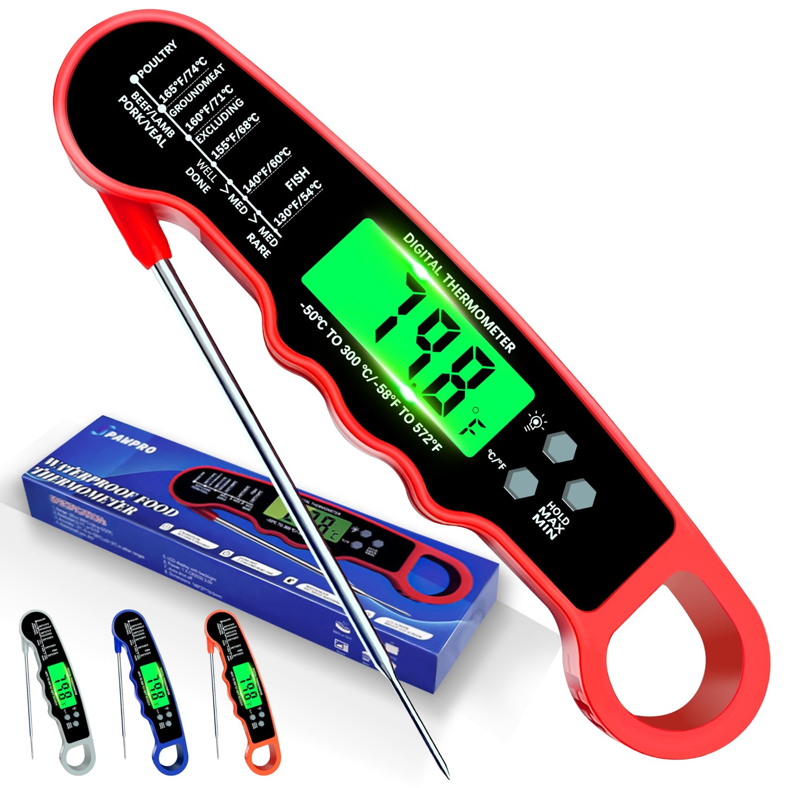 Meat Thermometer Digital, IP67 Waterproof Food Thermometer for Cooking and Ba