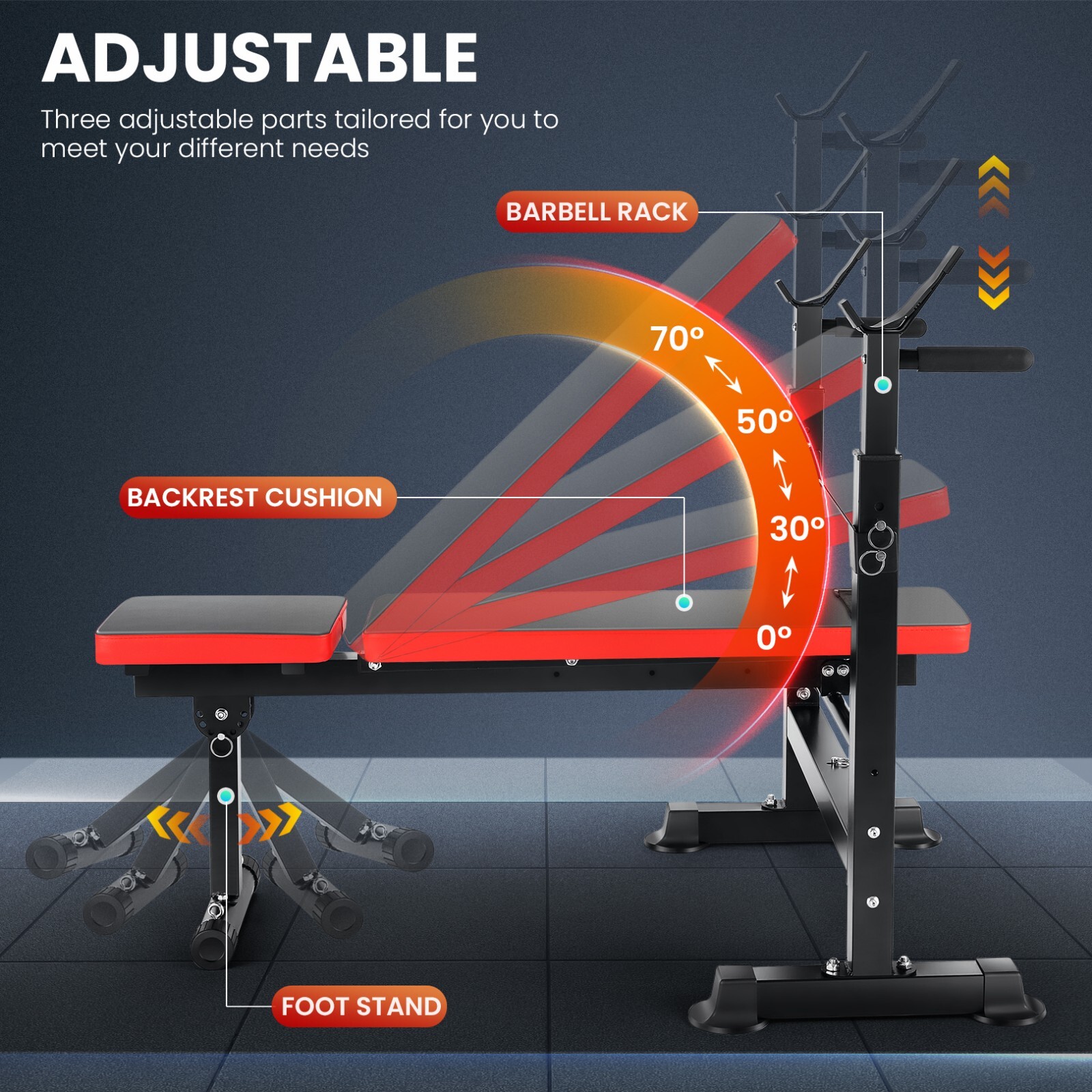 600lbs Adjustable Foldable Weight Bench Set w/Leg Developer Preacher Curl Rack^^
