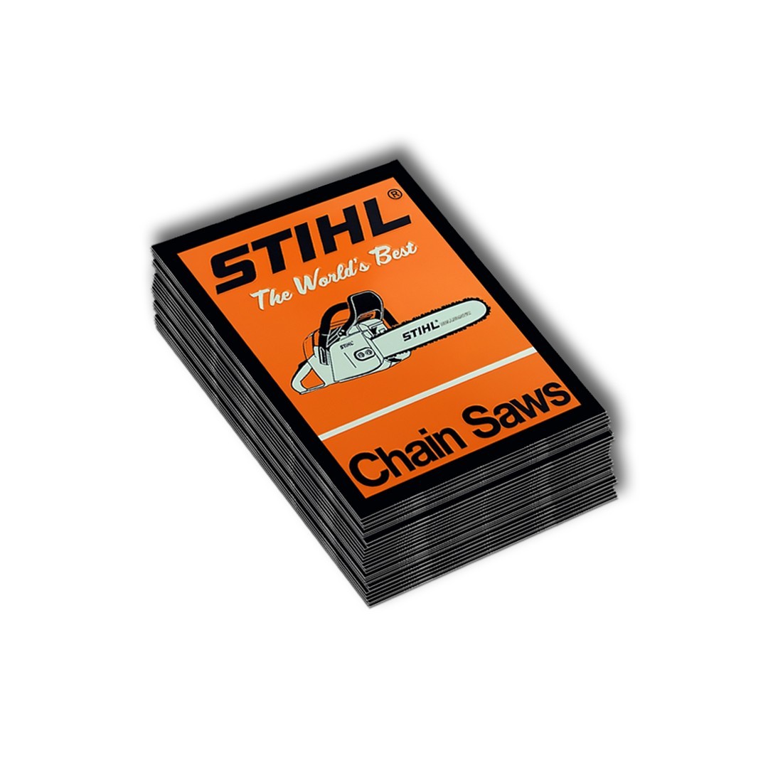 Antique Chainsaw Sticker: STIHL Chain Saws - Dishwasher Safe Hardhat Decal