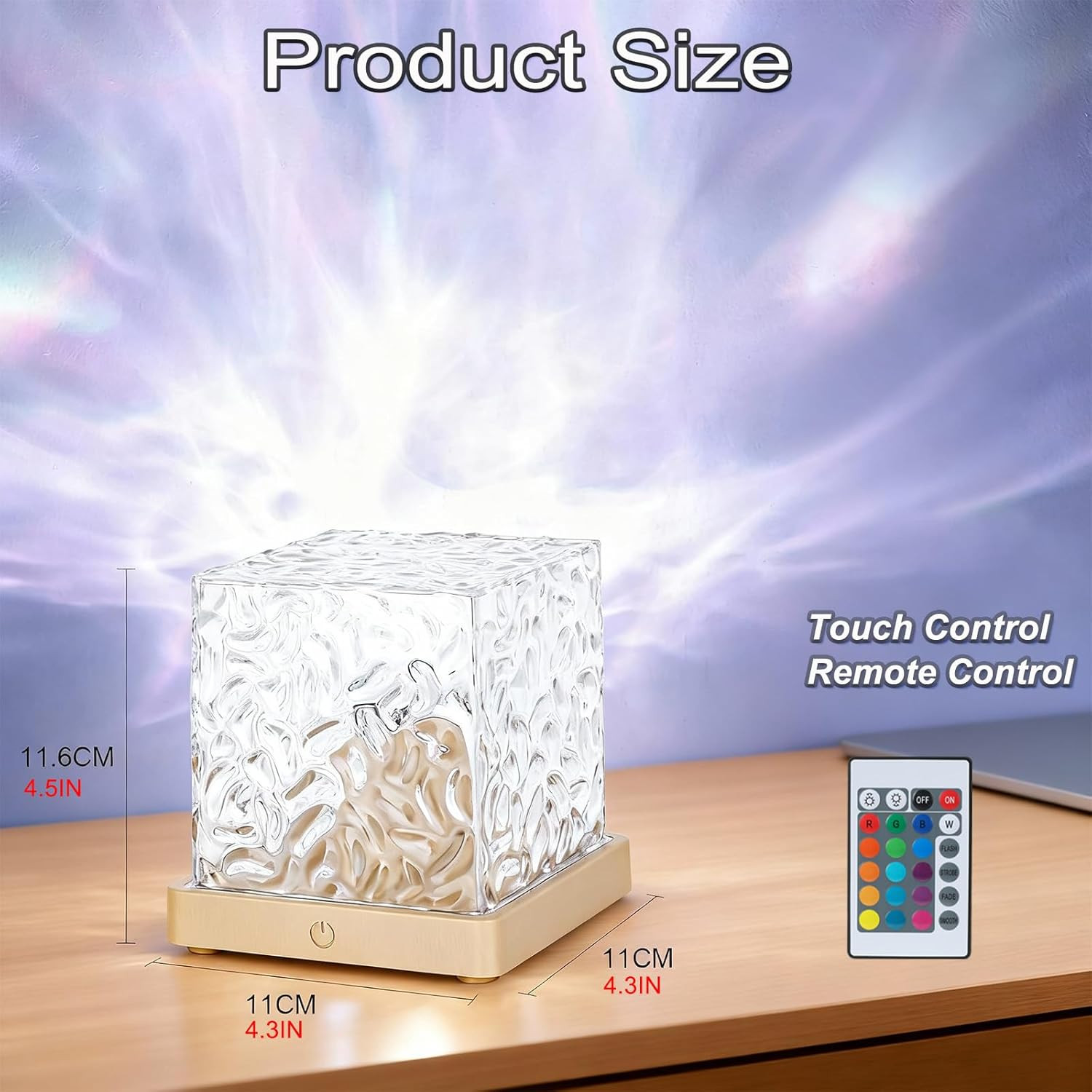 Ocean Wave Projector Light, 16-Color Changing Luminorthe Cube Lamp with 3D Rotat