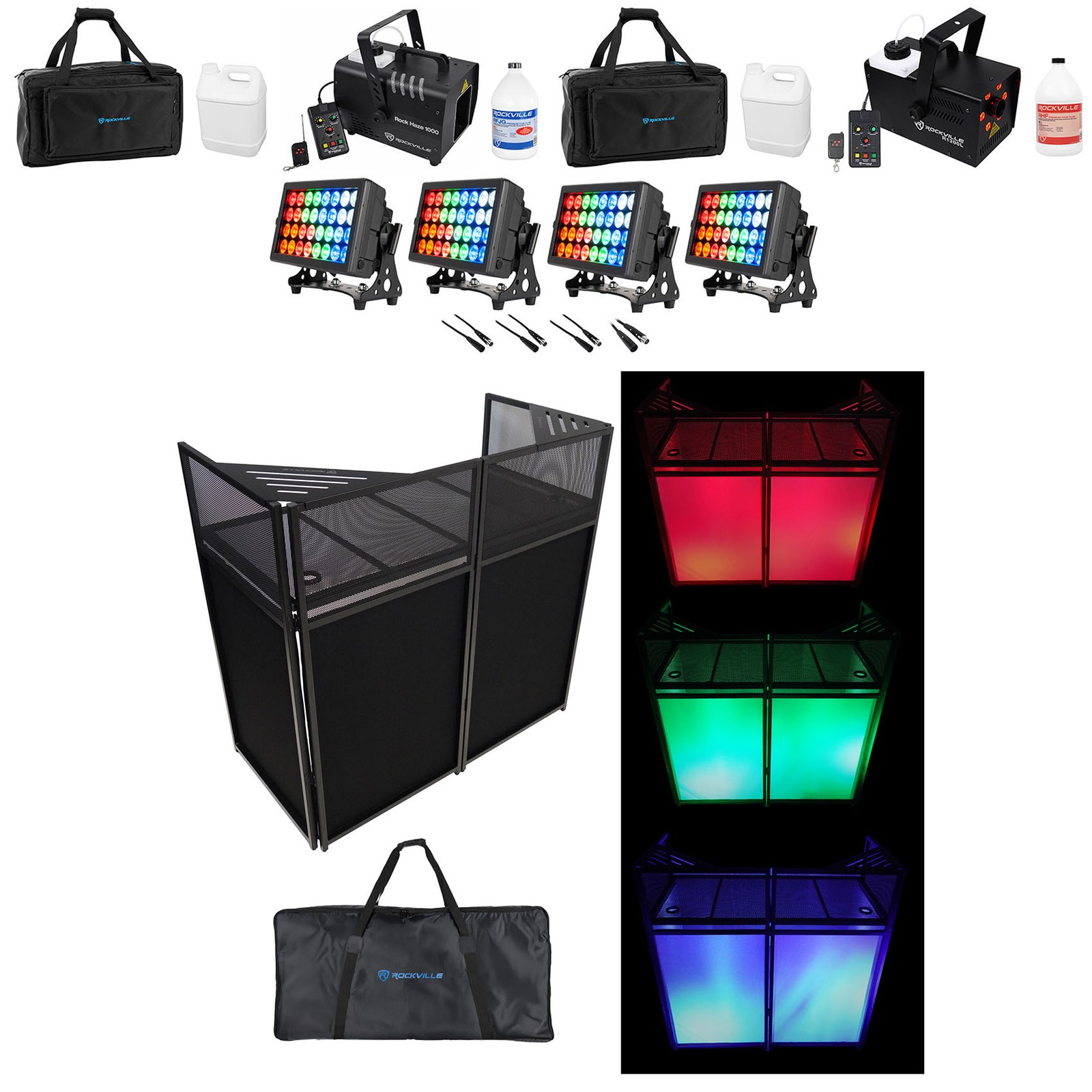 4) American DJ 32 HEX PANEL IP LED DMX Outdoor Effect Lights+Facade+Hazer+Fogger
