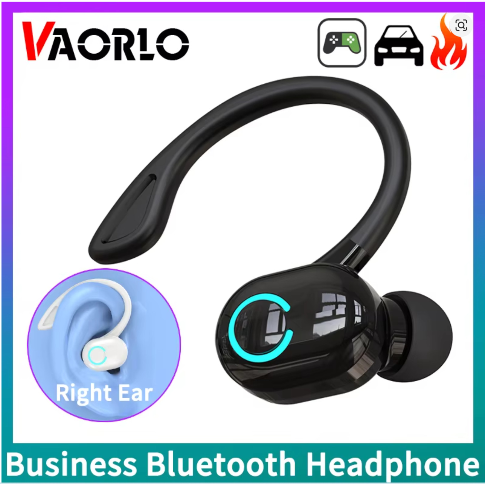 Bluetooth 5.2 Wireless Ear Hook Earphone HIFI Bass Mic Sports Headset