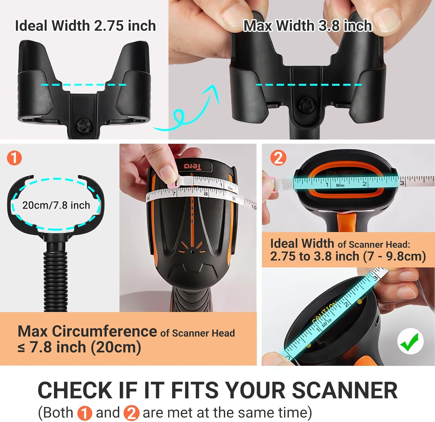 Universal Barcode Scanner Stand Adjustable Wall Mount Holder Non Slip Base Black