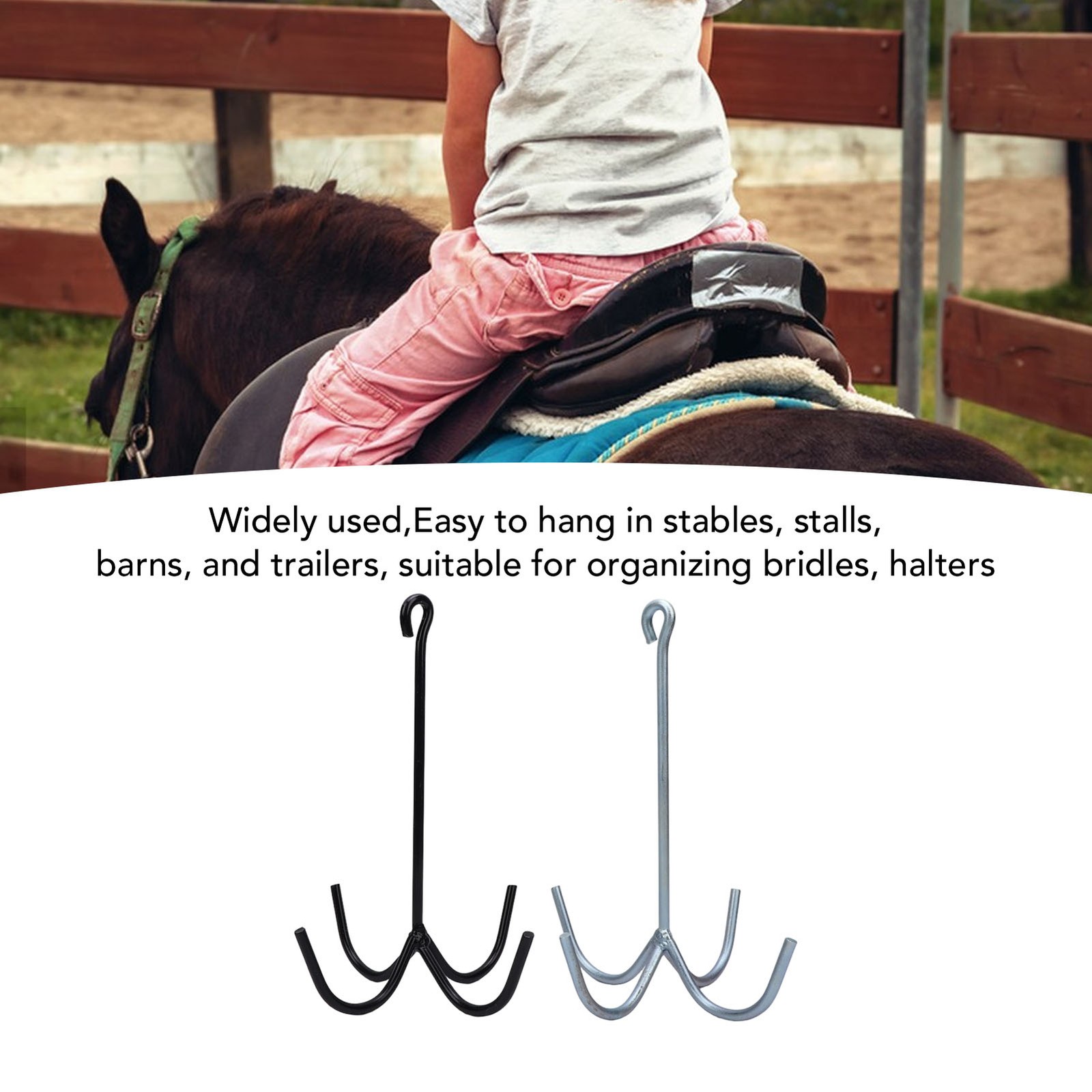 2x 4 Prong Tack Hooks Heavy Duty Horse Tack Cleaning Storage Hook for Barns NEW