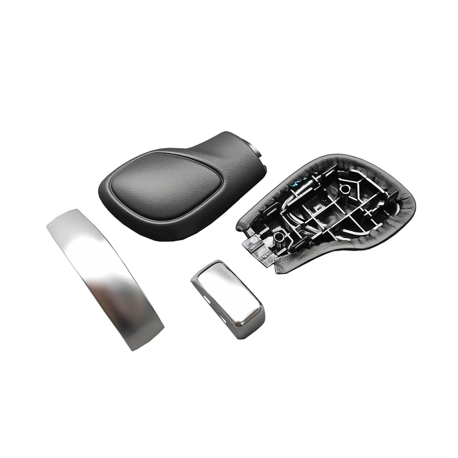 Chrome Matte with Leather Shift Knob Gear Side Cover for VW Golf 6 7 R GTI Pa...