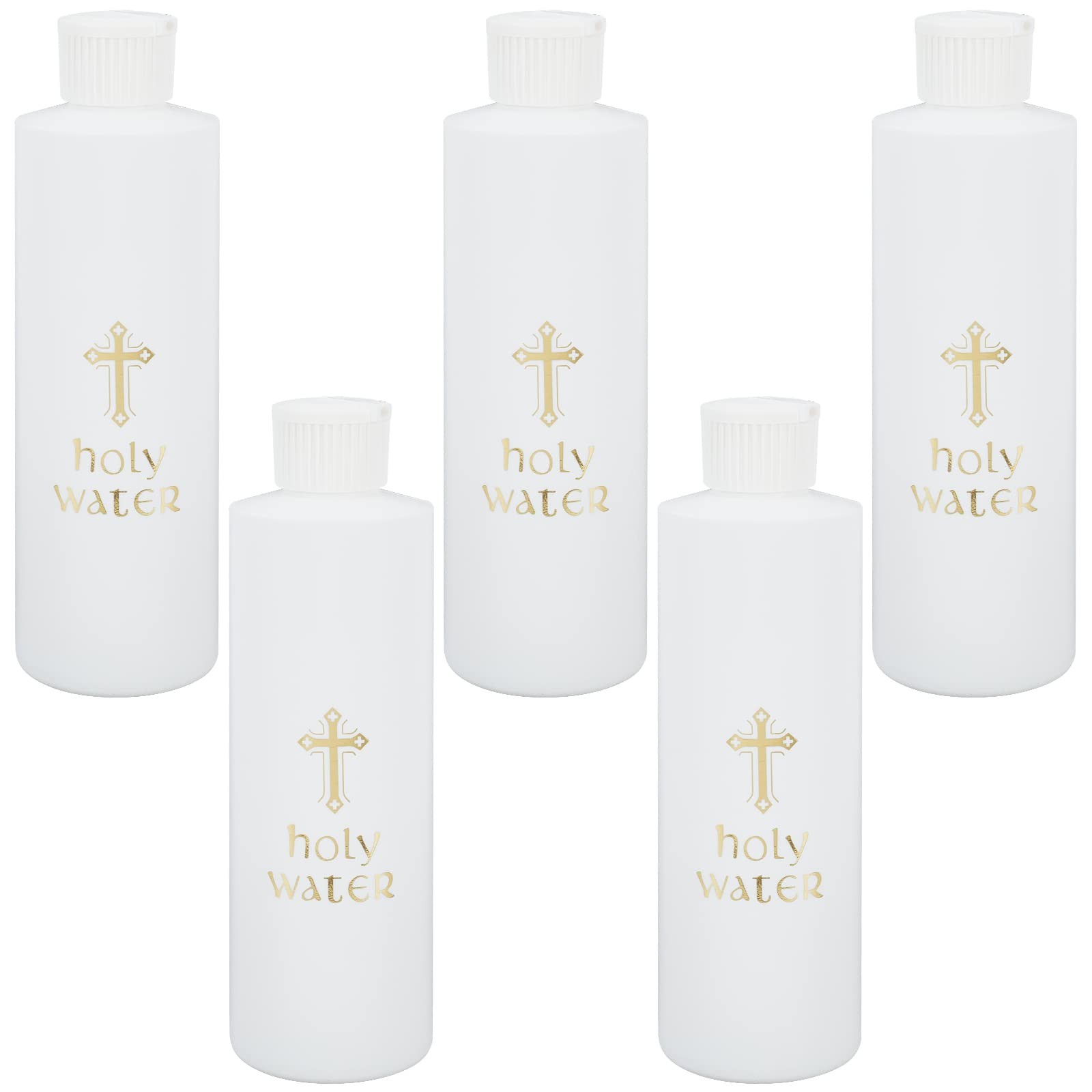 5 PCS 250ML White Holy Water Bottles With Gold Cross Pattern Church Supply