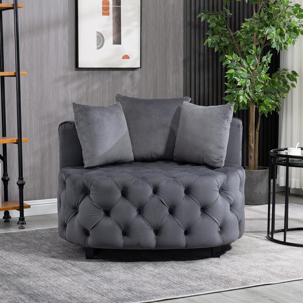 Sturdy and Durable Accent Chair Classical Barrel Chair Leisure Chair Grey