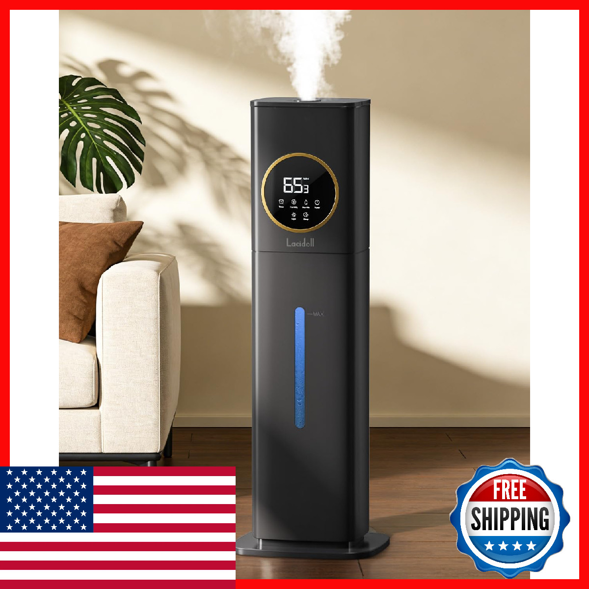Lacidoll Humidifiers For Bedroom 500 Sq Ft 2.1Gal/8L Humidifier Large Room