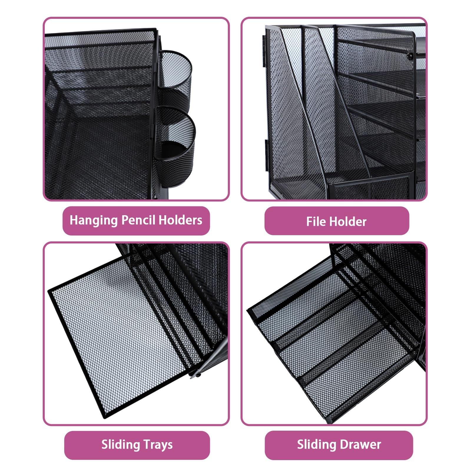 Desk Organizers and with File Holder, 5-Tier Letter Tray Organiser with Drawe...