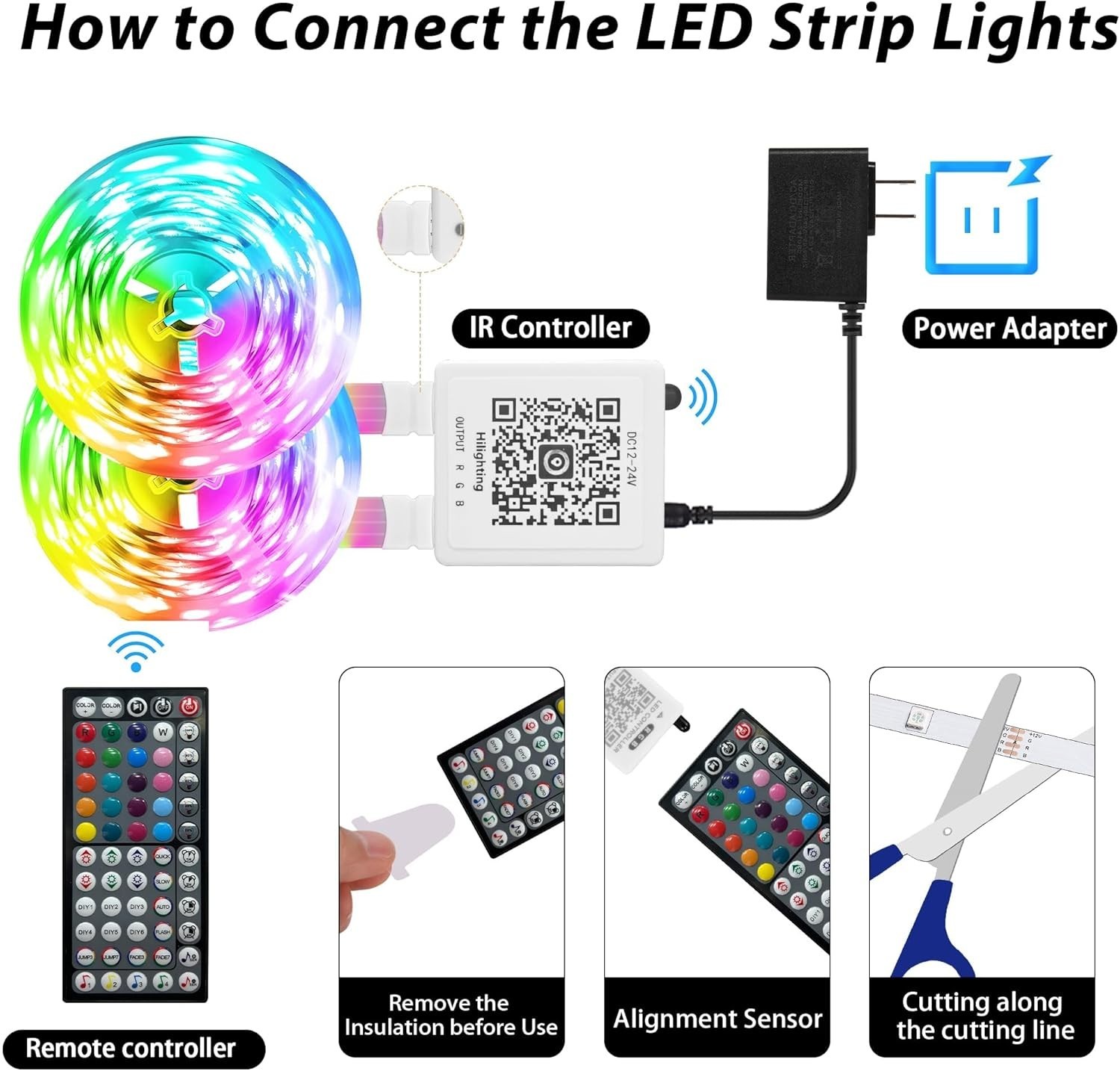 200 FT Smart RGB LED Strip Lights with Music Sync and Remote Control
