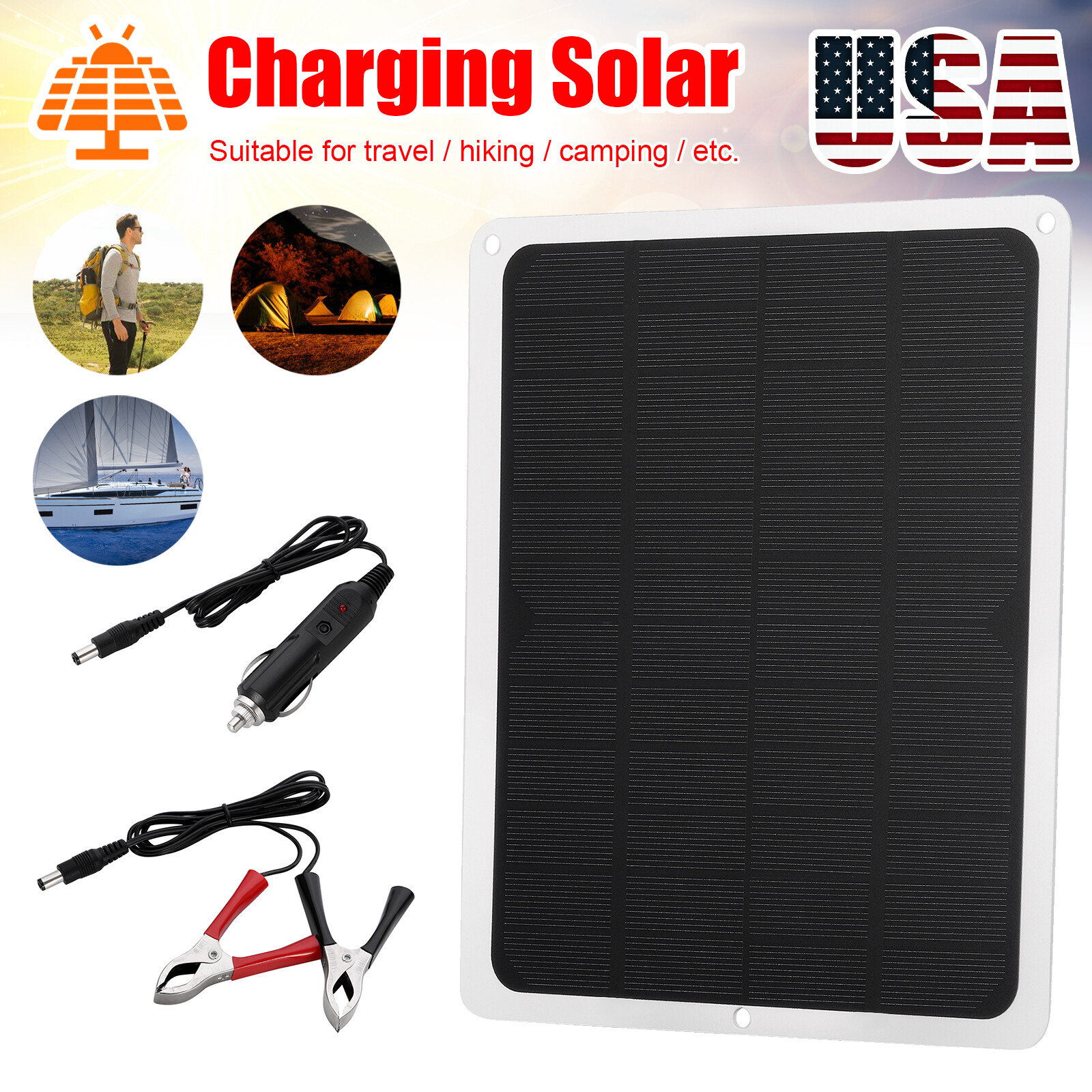 Solar Panel Kit Trickle Charger Battery Controller Maintainer Boat Car 10W 12V
