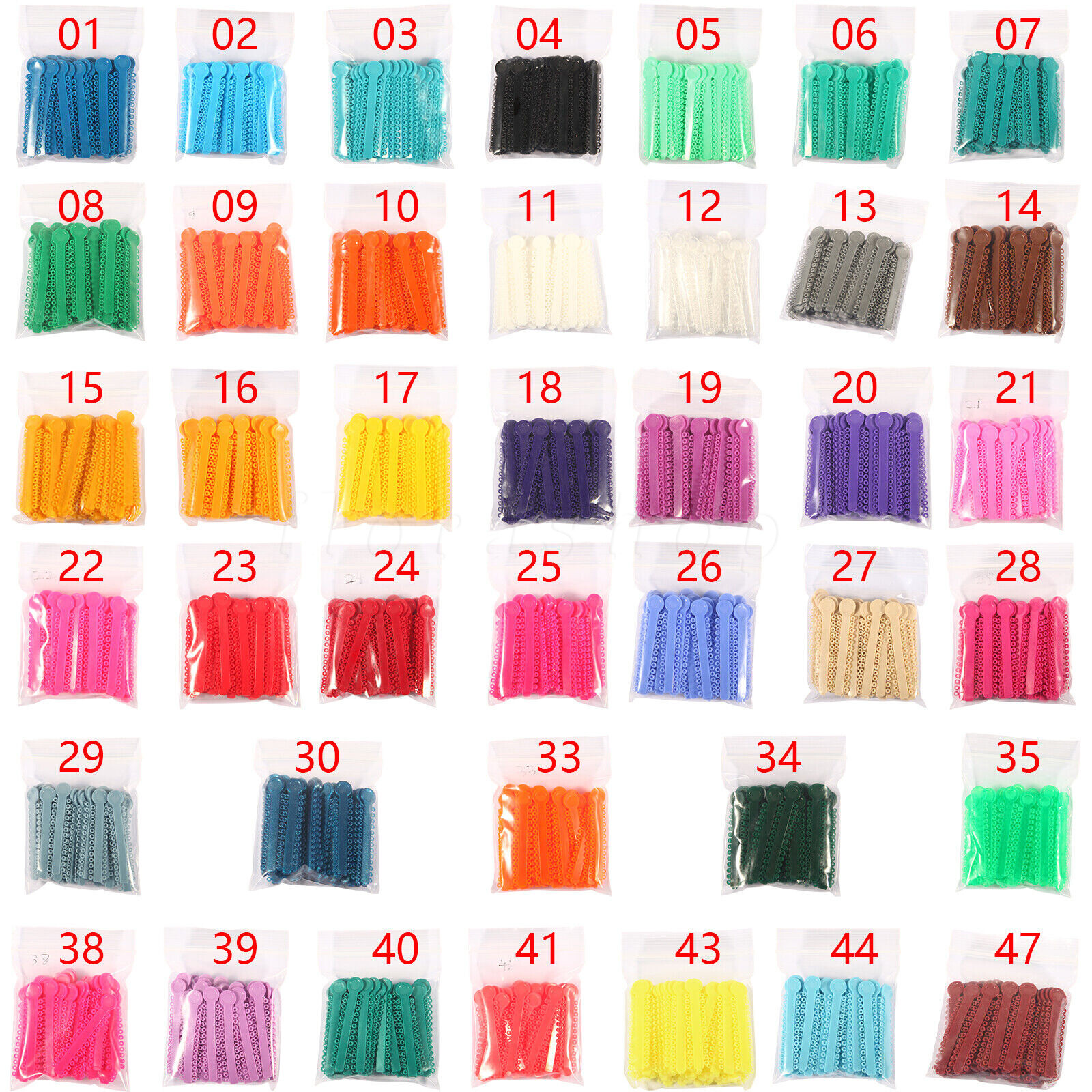 Dental Orthodontic Ligature Ties Elastic Braces Rubber Bands 45 Colors 1040 Pcs