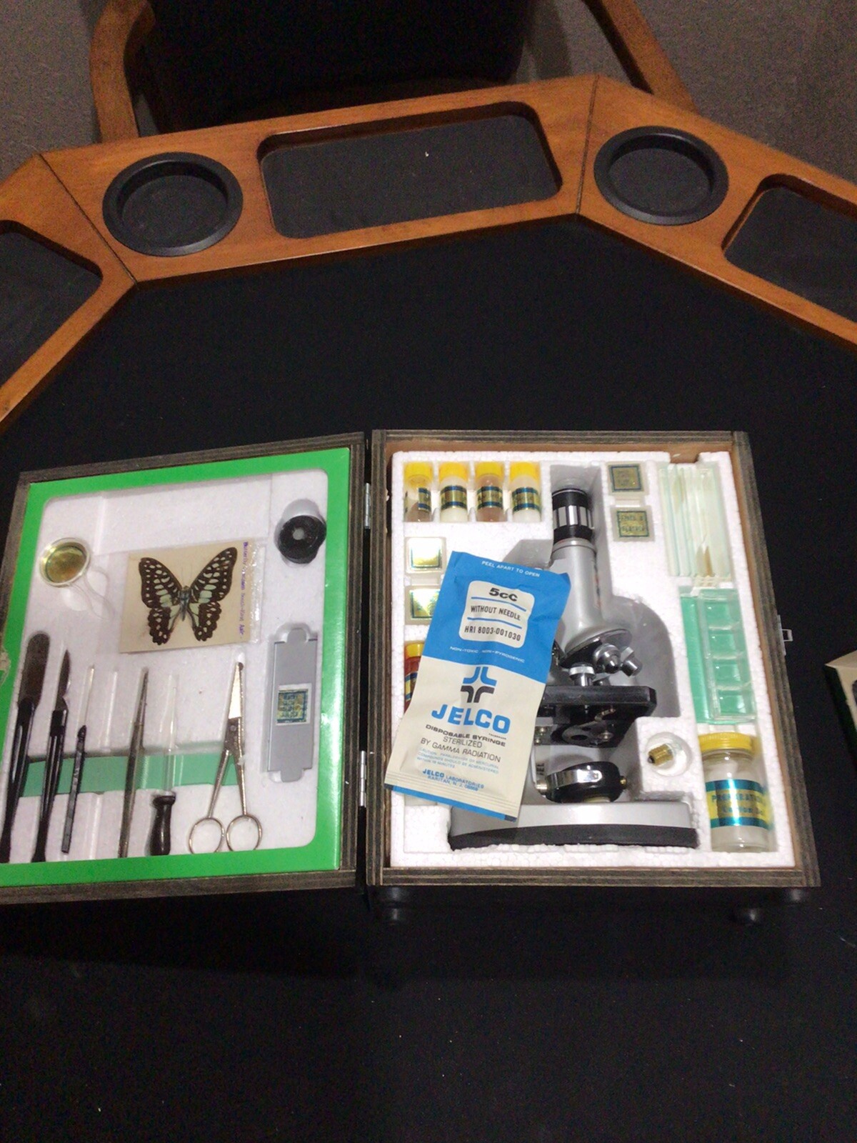 Tasco Deluxe High Quality Microscope Original Wood Case Set