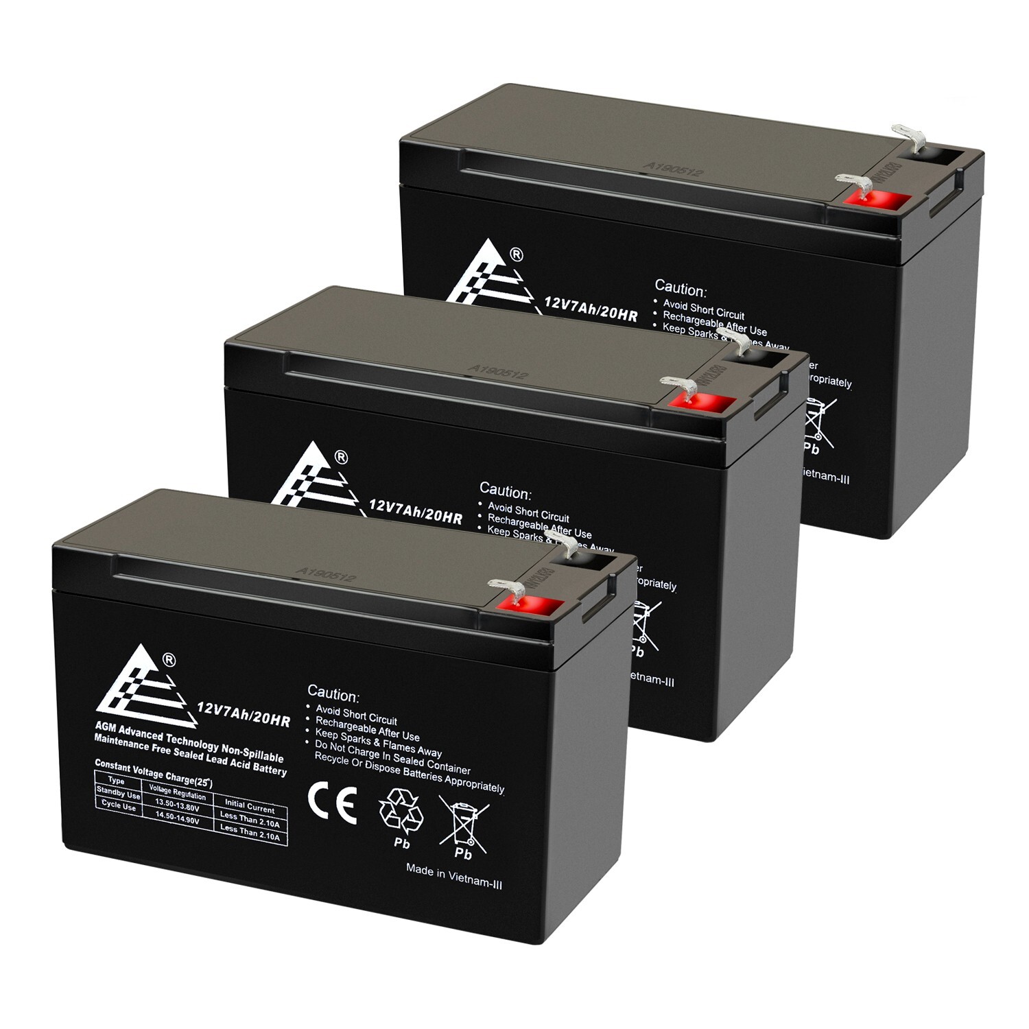 3 Packs of 12V 7 AH Sealed Lead Acid Replacement Batteries for UB1270