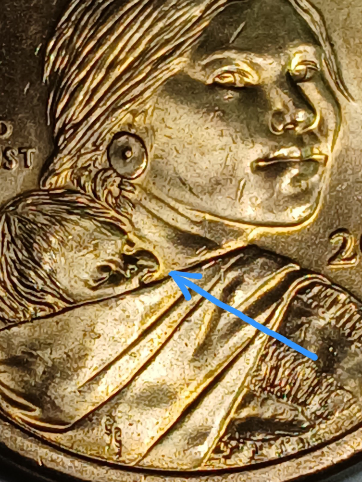 2000P SACAGAWEA ONE DOLLAR/ BABY CHIN MINT ERROR