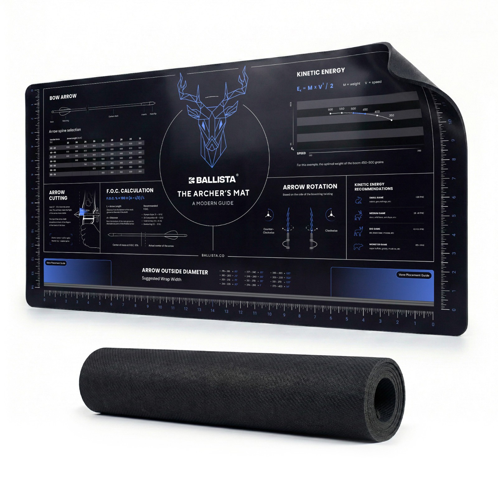 BALLISTA Archery Workbench Mat 16" x 32" Rubber Pad - Bow Crossbow Arrow Tuning