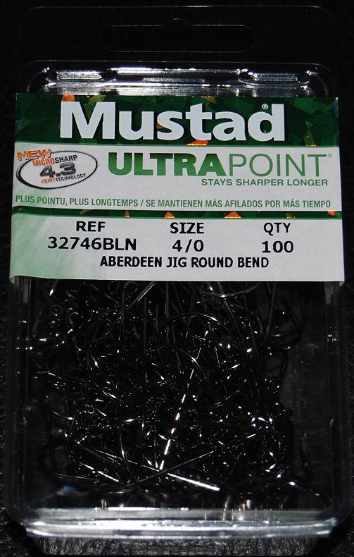100 Mustad 32746BLN 4/0 ULTRA POINT 90 degree Jig Hooks Premium Black Nickel
