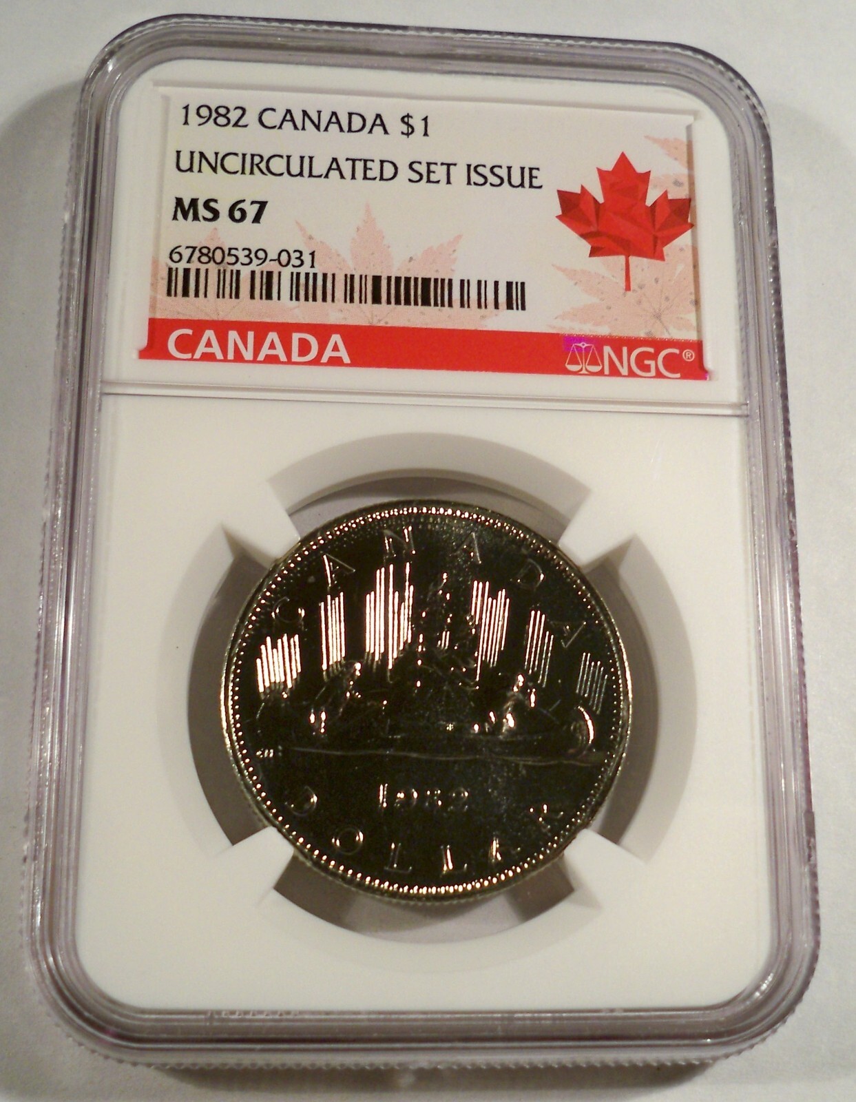 1982 NGC MS67 CANADA VOYAGEUR DOLLAR MS 67 BRIGHT WHITE $1