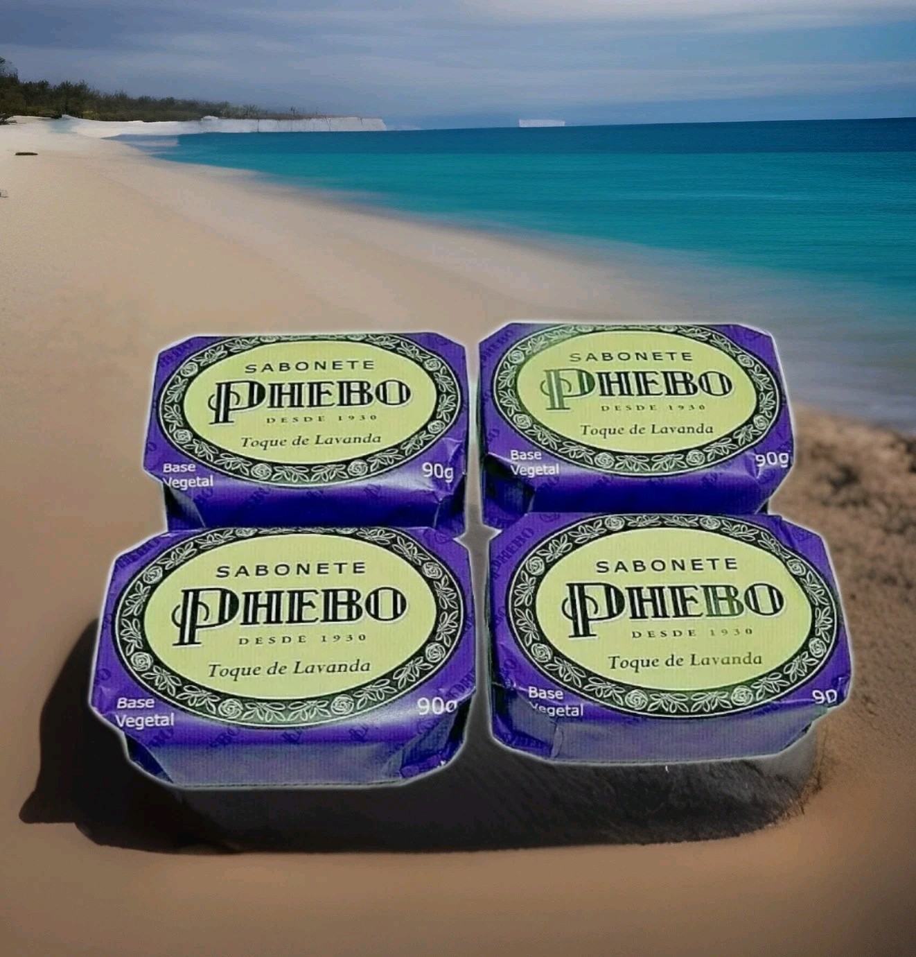 4 BARS Phebo Brazilian Lavender Soap 4 90g BARS Imported from Brazil