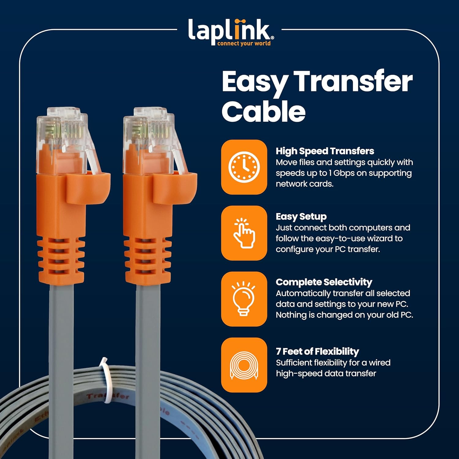 Easy Transfer Cable, Includes Pcmover Express Data Transfer Software and High Sp