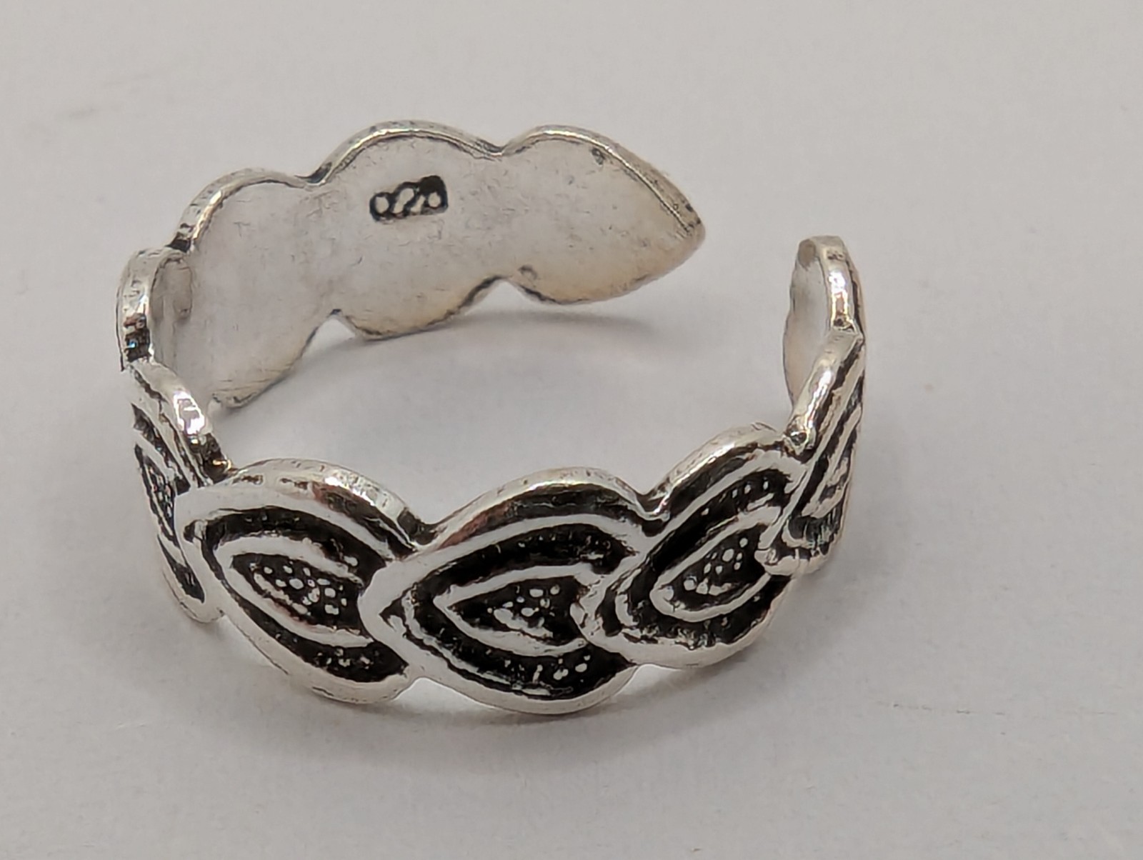 Sterling Silver Toe Ring. Hearts Design. Adjustable Size. 925 Sterling Silver
