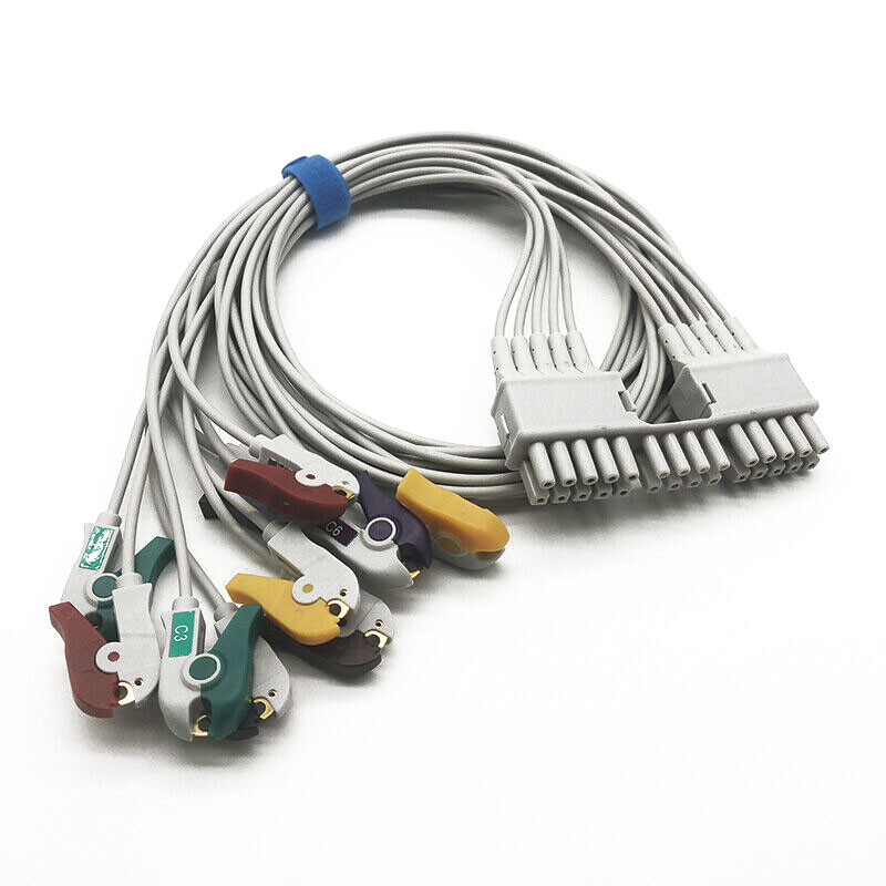 ECG EKG 10Lead AHA Clip Wire Patient Cable Compatible Mortara250/350/380 Monitor