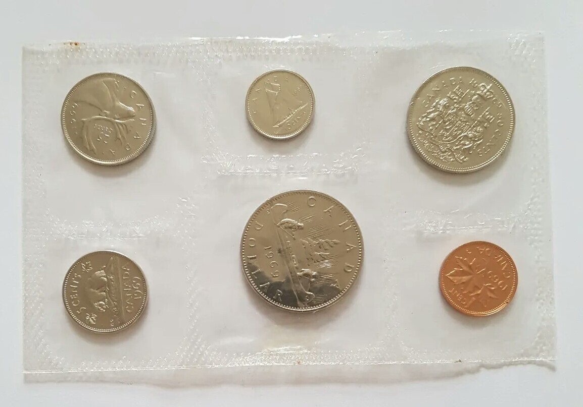 1969 Queen Elizabeth II Coins of Canada Six 6 Coin Set Collection