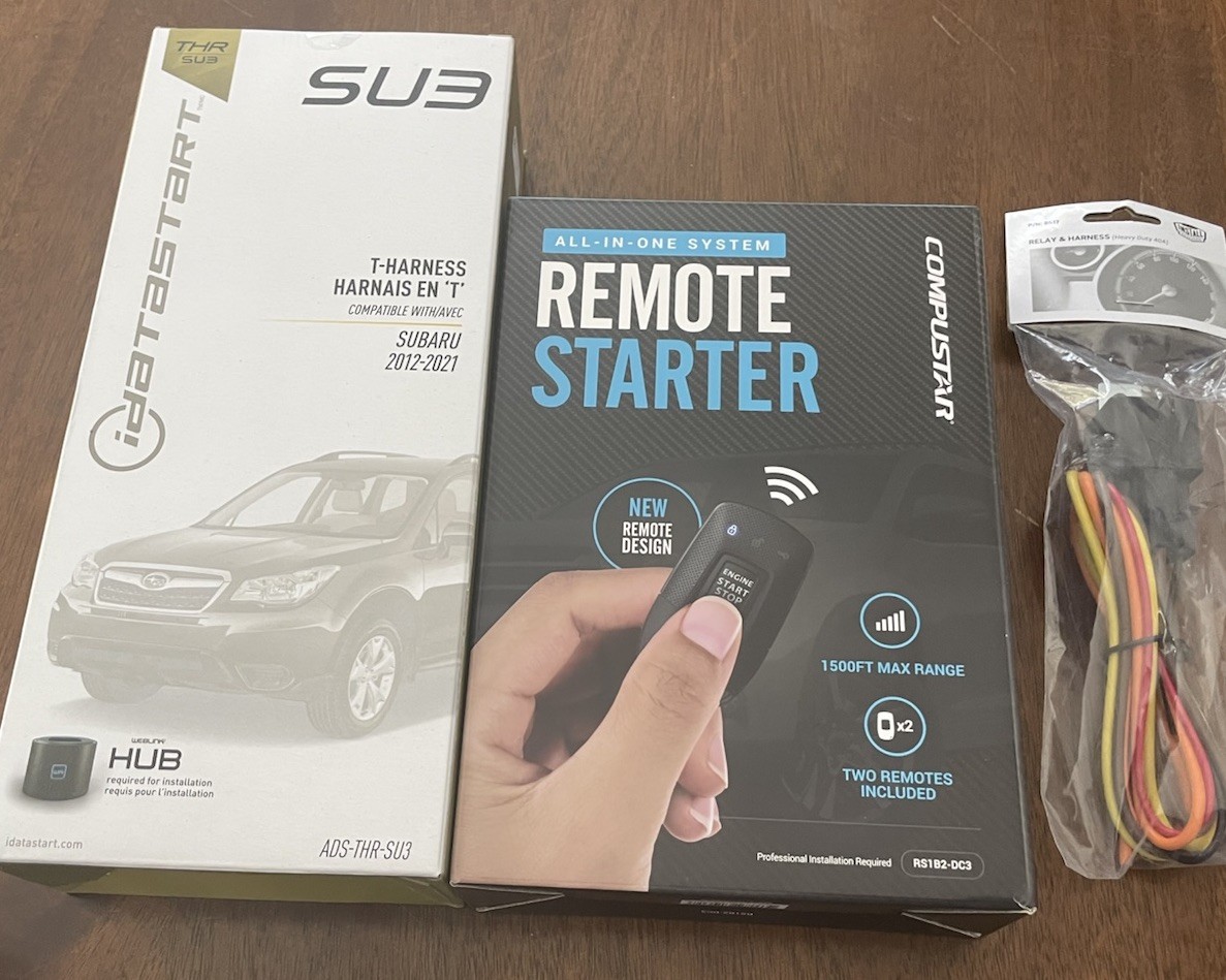 Compustar 1 Way Remote Starter RS1B2ADS-DC3/T-Harness THR-SU3 & Relay & Harness