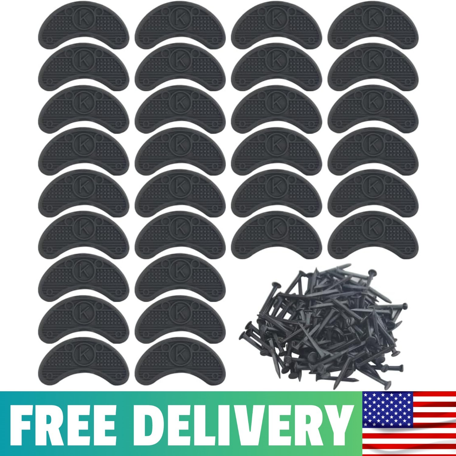 30PCS Heel Plates Black Heel Taps Rubber Tips Sole Repair Pad Replacement With
