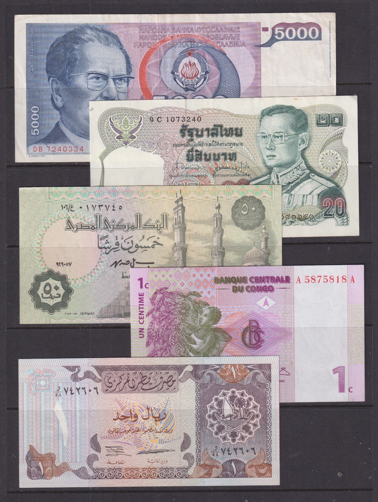 5 Worldwide Uncirculated to Circulated Banknotes - Countries as Shown (661)