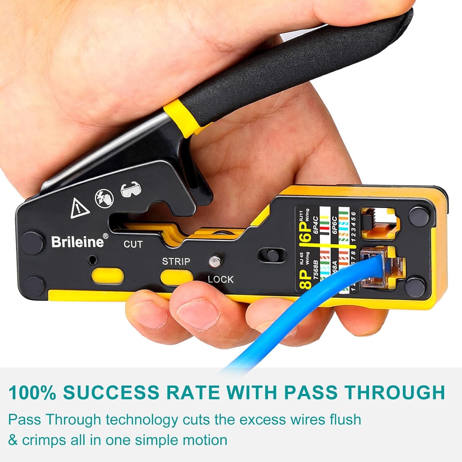 Ethernet Crimping Tool Kit for RJ45 Pass Through, Compatible with Cat5, Cat5e, C