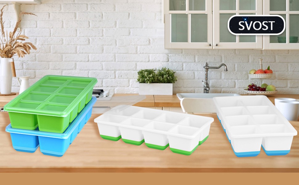 Large Ice Cube Trays 2 Pack, Silicone Easy-Release and Flexible Ice Cube Molds