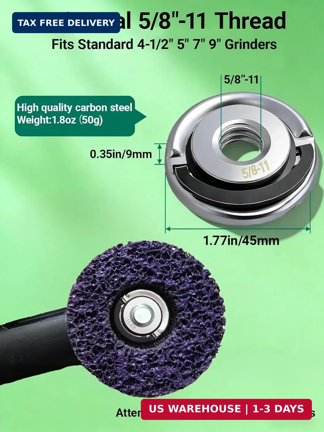 2Pcs 5/8-11 Inch Quick Change Angle Grinder Flange Nuts, Heavy-Duty Locking Nuts