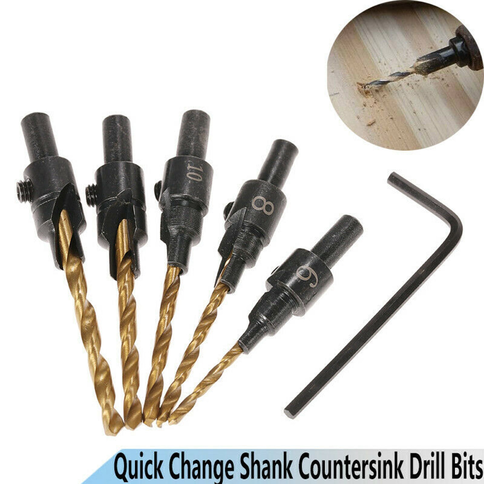 12x HSS Countersink Drill Bit 1/4" Hex Shank Woodworking Pilot Screw Hole Set